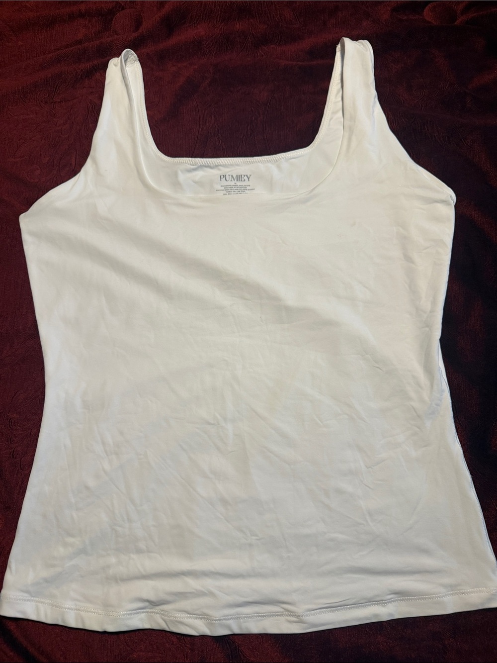 Pumiey White Scoop Neck Tank Top for Women